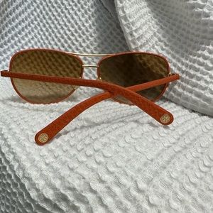 Tory Burch leather covered aviator sunglasses